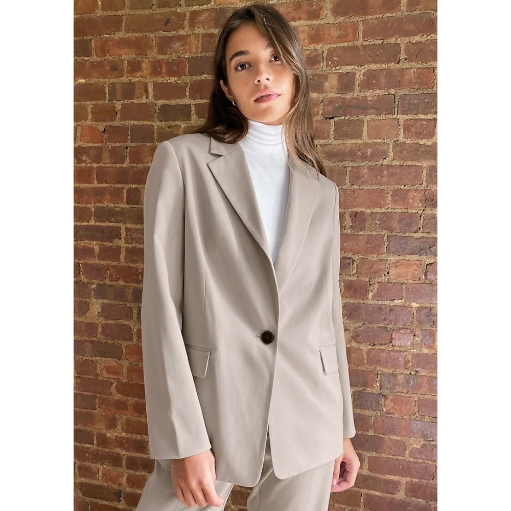 Aritzia Babaton Wool Cashmere Swift Blazer Natural Tan 2 Old Money Chic Neutral